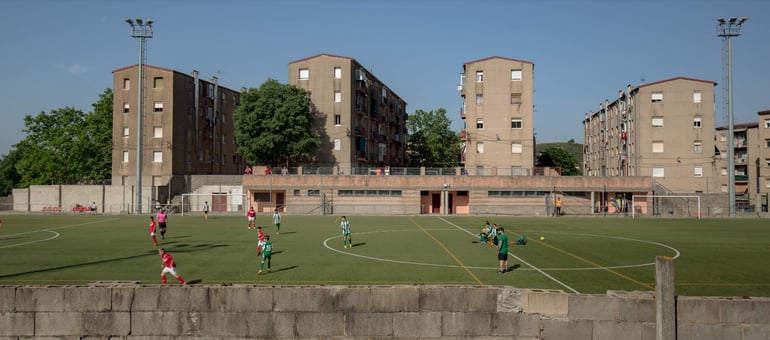 Fútbol en el último barrio de Girona